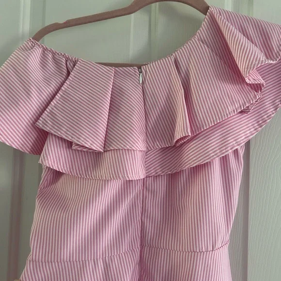 Habitual Pink Striped One-Shoulder Dress, Sz 14 Girls - Picture 5 of 7